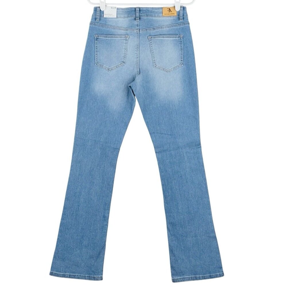 NWT FLYING ANGEL Women's Blue Jeans Size 9/29 Flower Embroidery Boot Cut Stretch - Picture 2 of 15